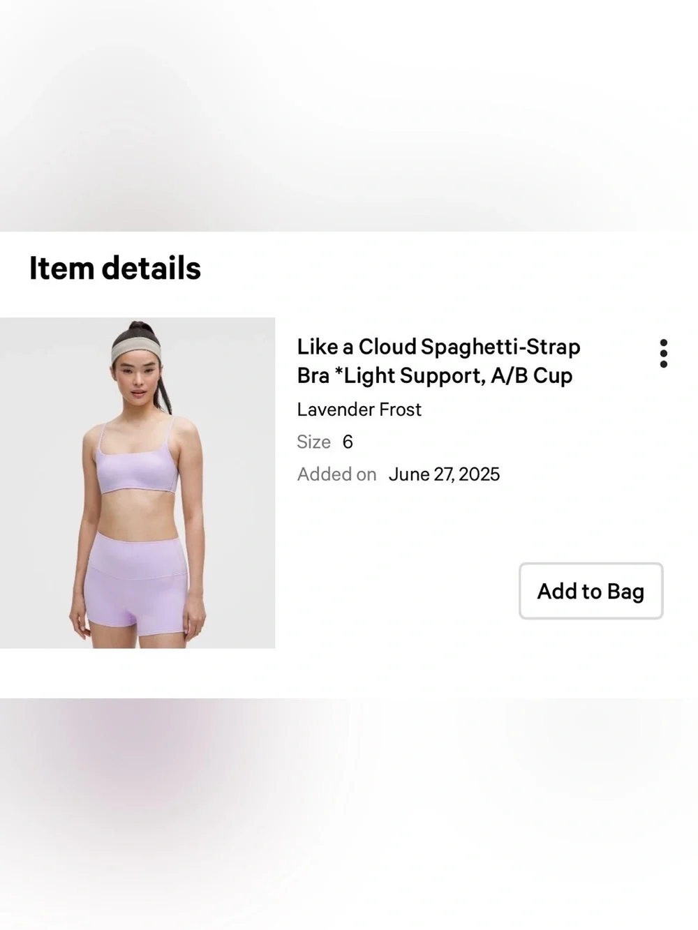 Lululemon Like a Cloud Spaghetti-Strap Bra A/B Size 6